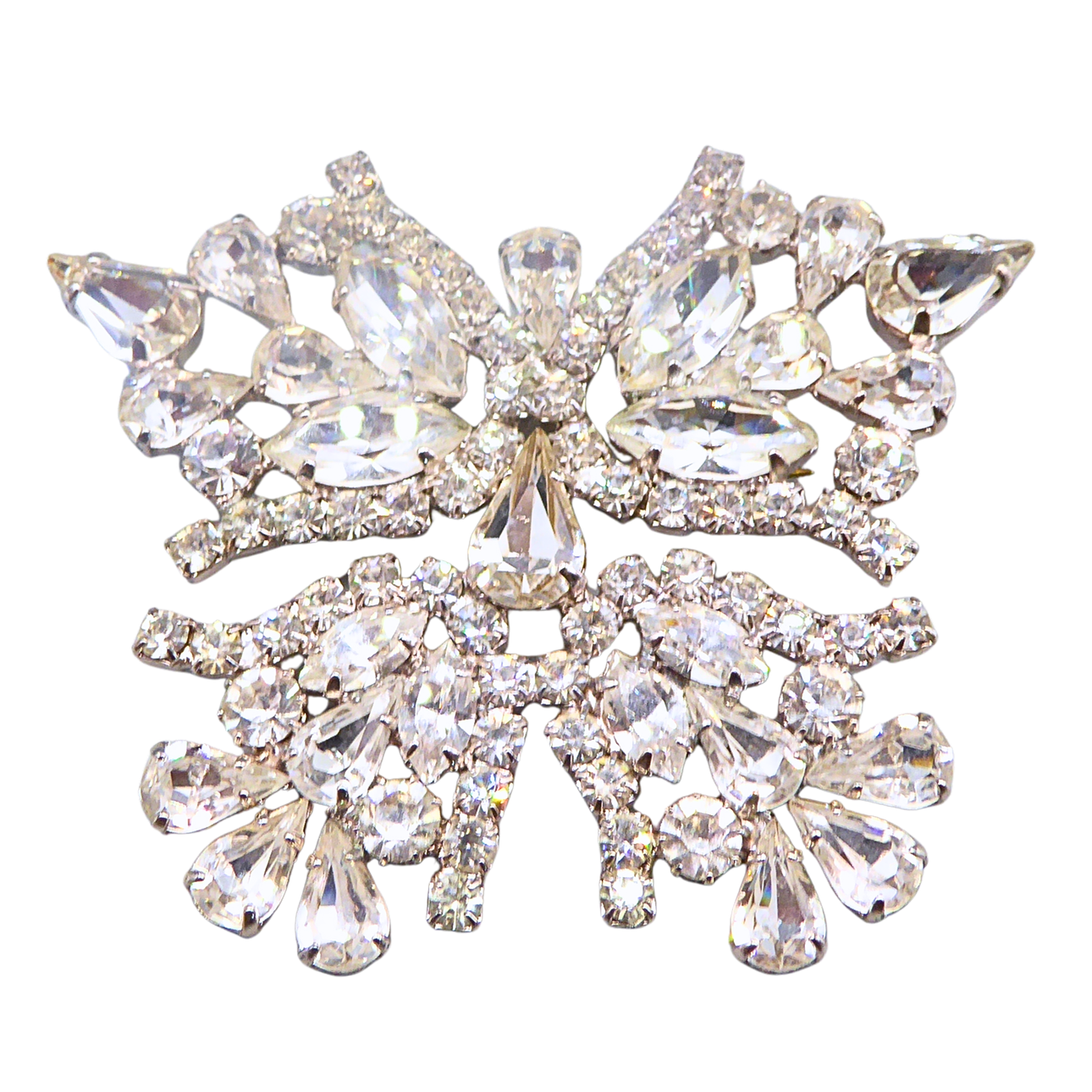 BUTTERFLY BROOCH WITH CRYSTAL SETTING.