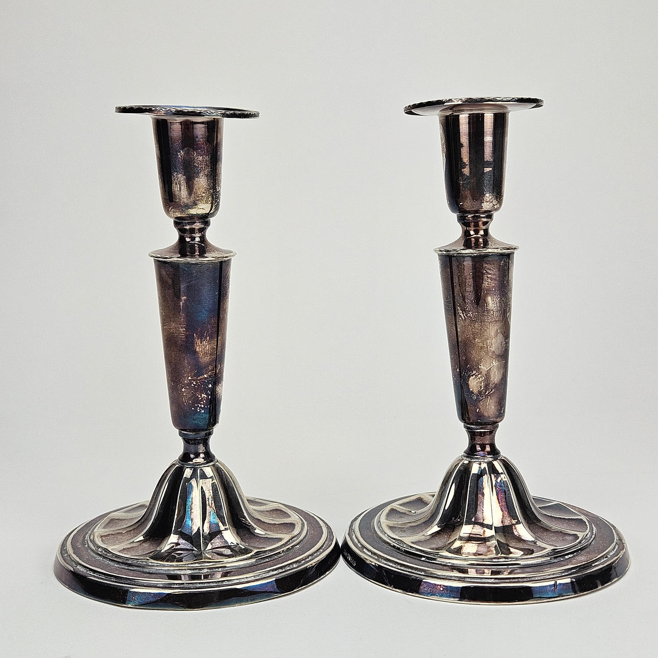 CANDLESTICKS, a pair, silver, CG Hallberg, Stockholm 1955.