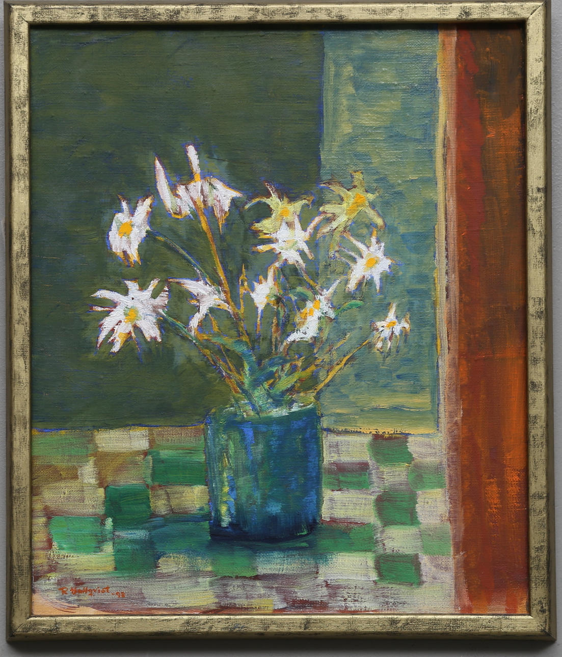 OIDENTIFIERAD KONSTNÄR. Olja på duk, signerad R Hallqvist och daterad -98.