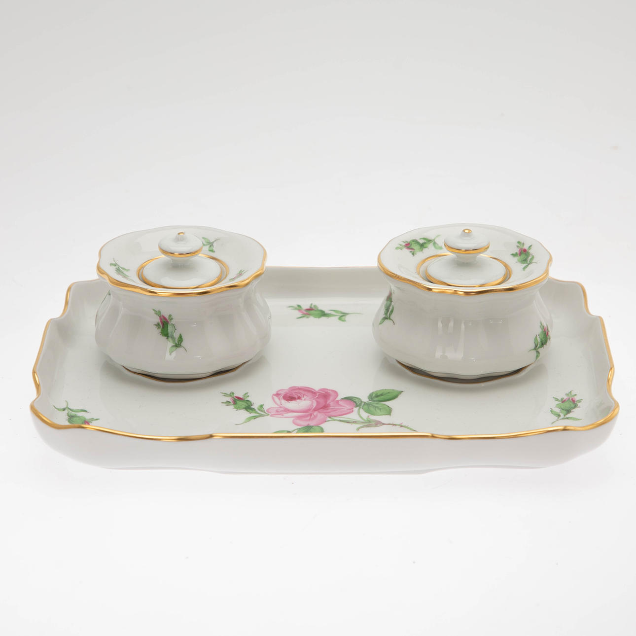 MEISSEN. Writing set 'Red Rose', after 1947.