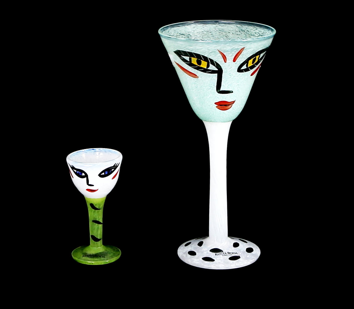 GLAS, 2 st, Ulrica Hydman Vallien, Kosta Boda, 1900-tal.