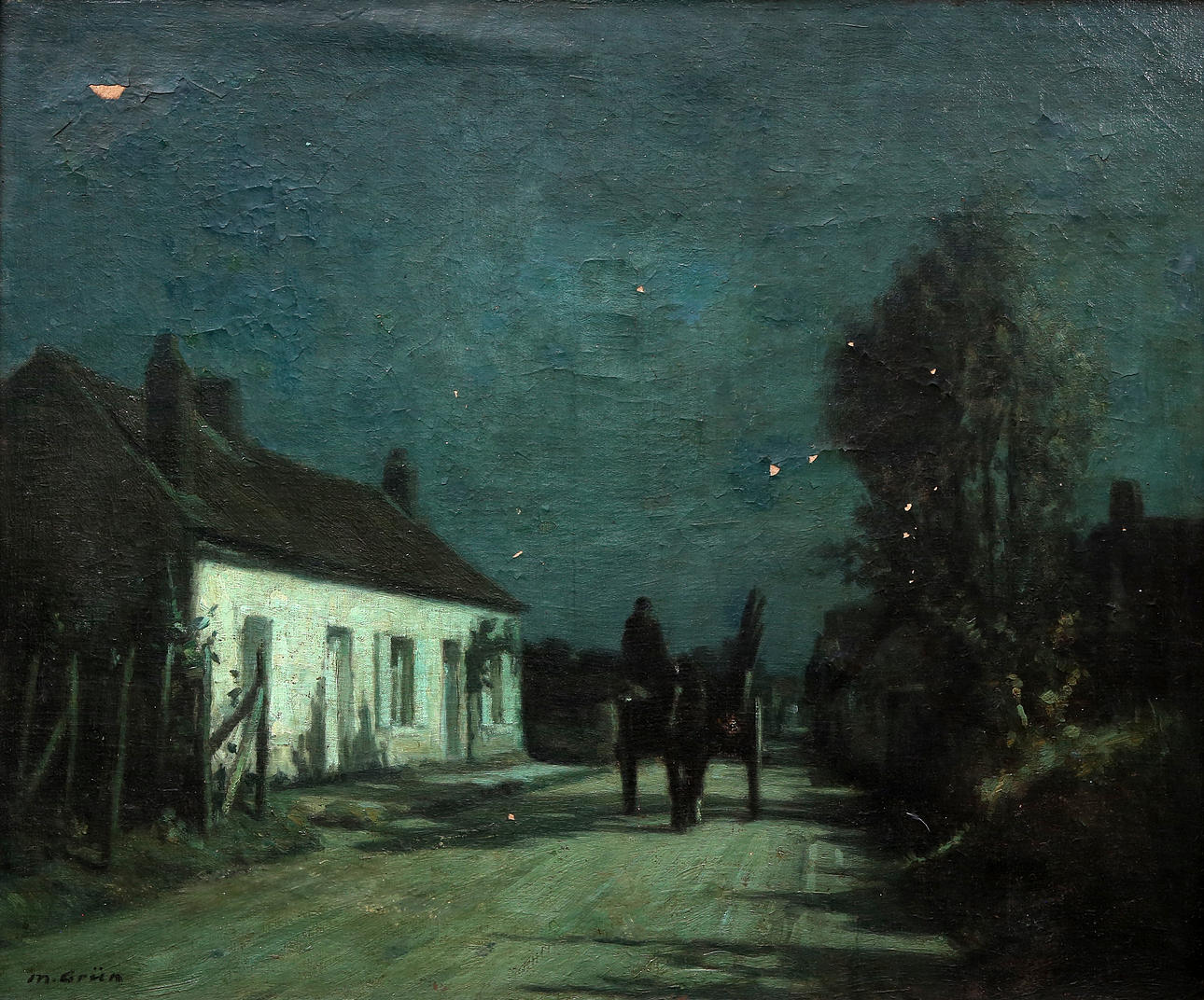 MAURICE GRÜN. Rural night view.