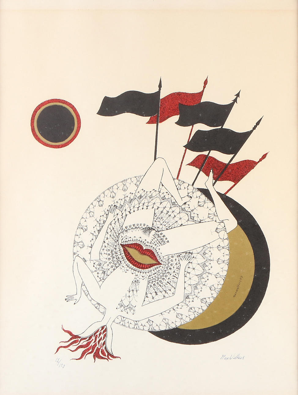 MAX WALTER SVANBERG. Lithograph, 12/150. Fantasy figure. Signed.