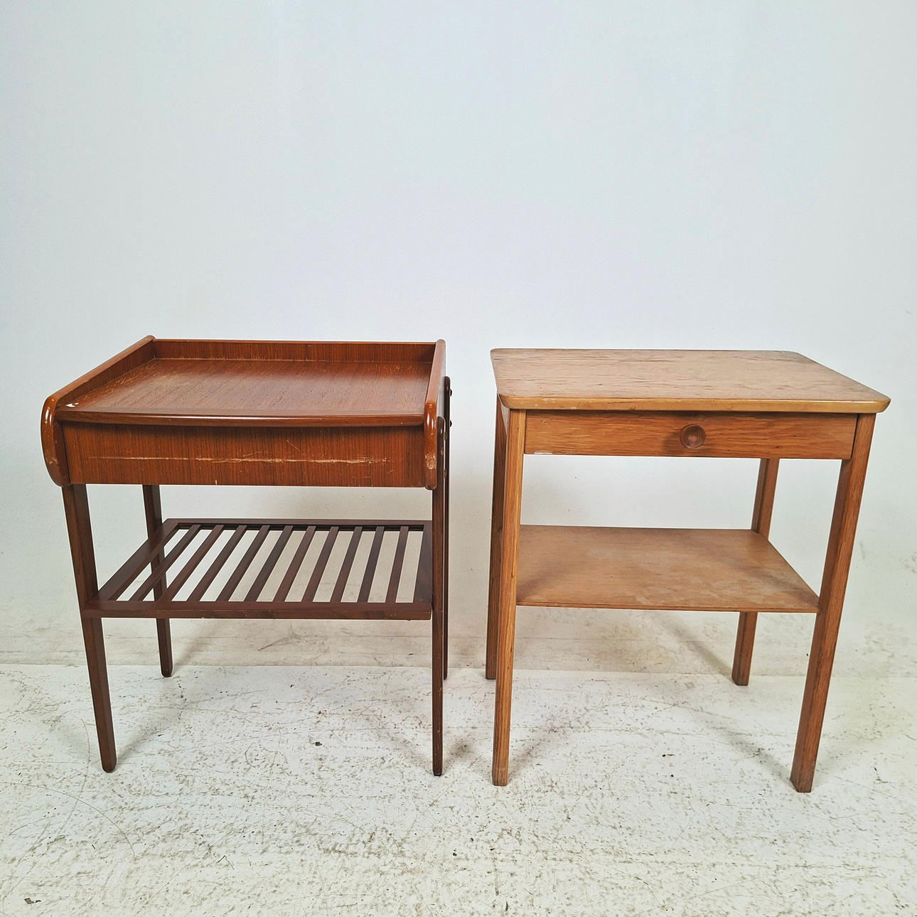 BEDSIDE TABLES, 2 pcs, 1950s/60s.