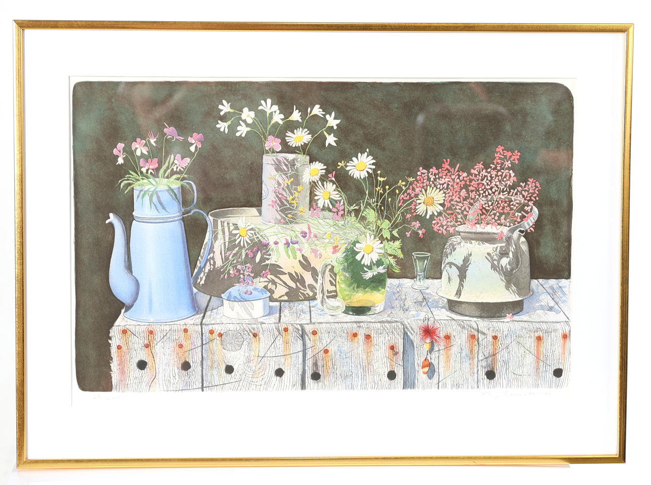 KAJ BERNSTONE. Colour lithograph, summer flowers, 68/290, signed.