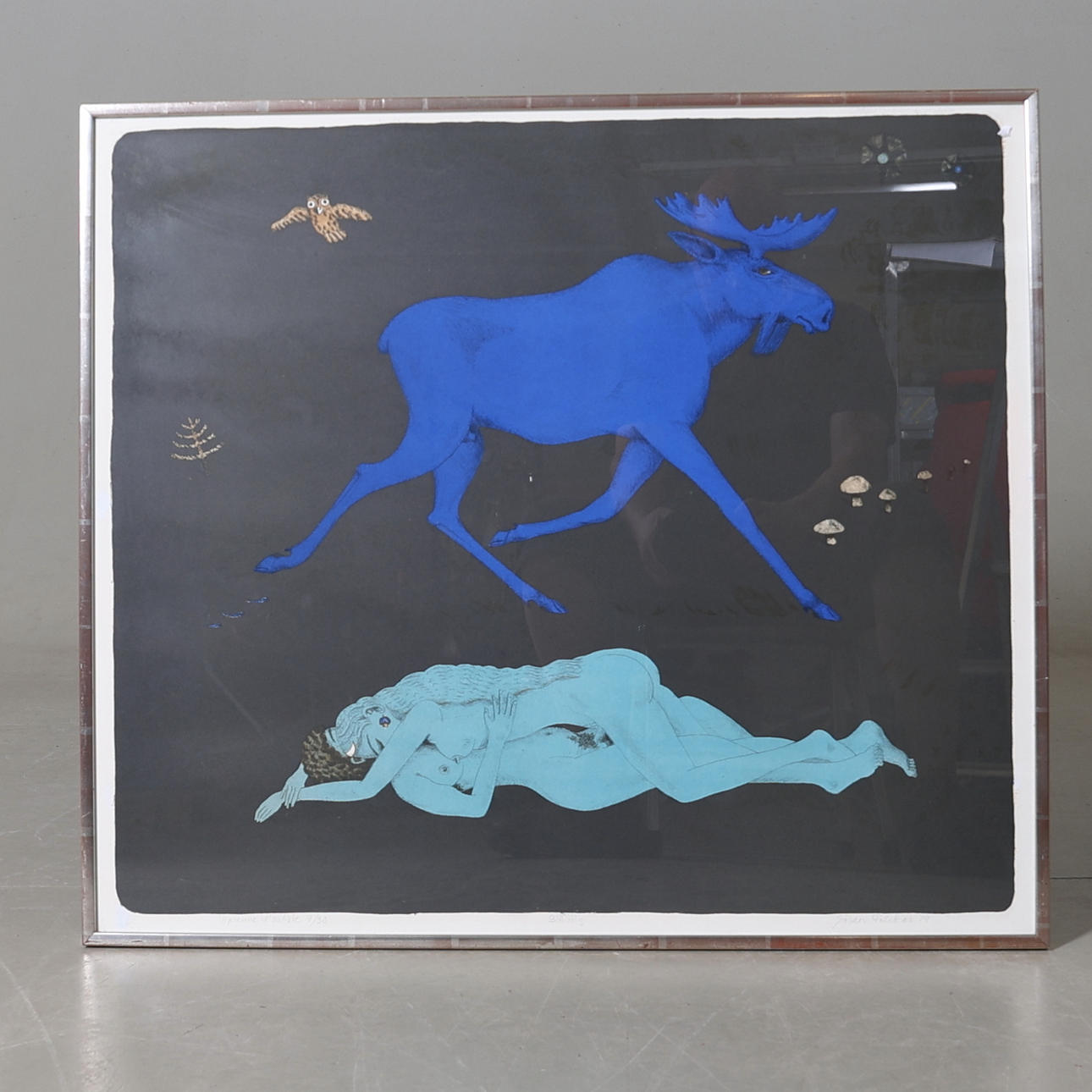 GÖRAN FOLCKER. "Blå älg" (Blue Moose), signed, dated -79 and numbered Épreuve d'artiste 4/30.