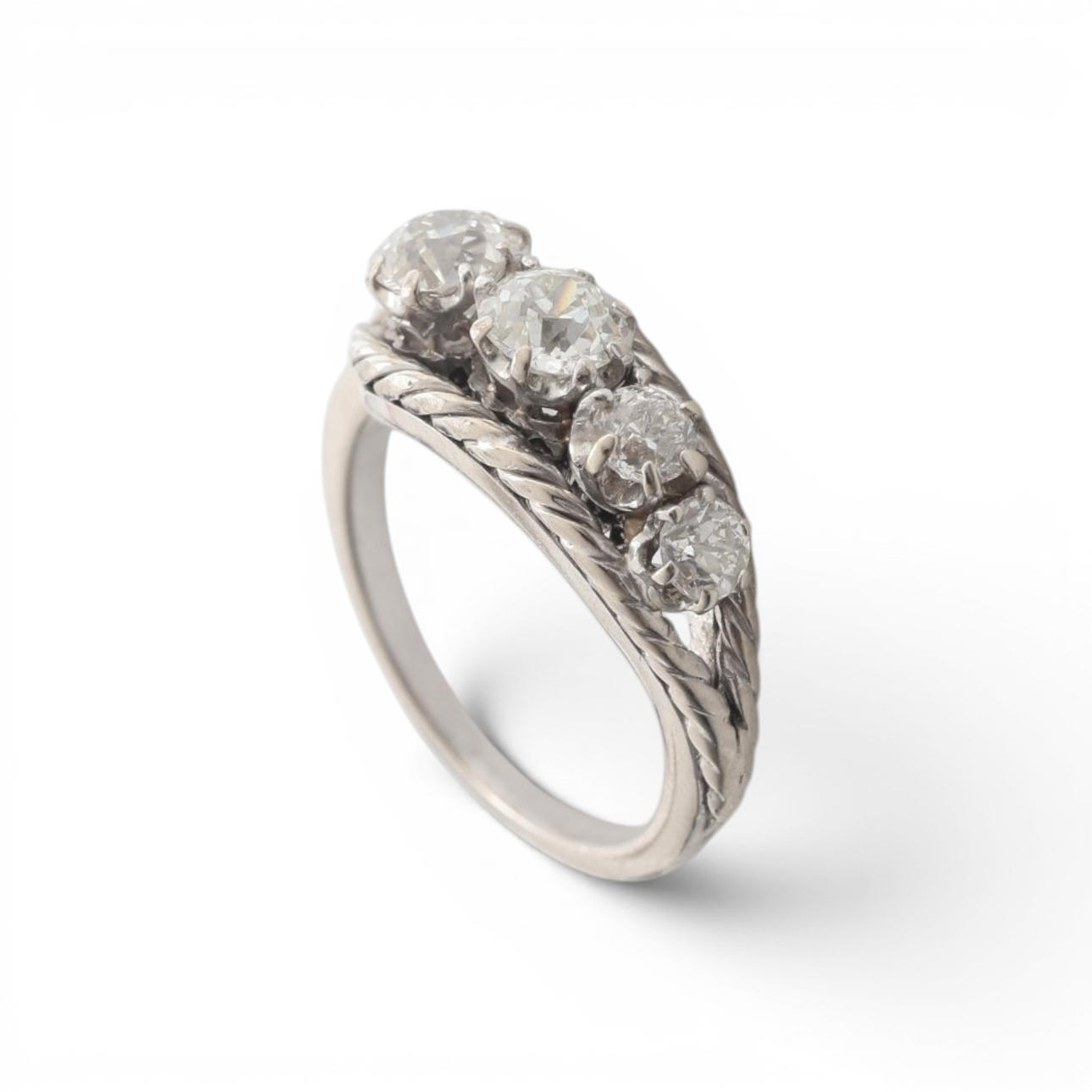 Graduated diamond ring, mid-20th century.