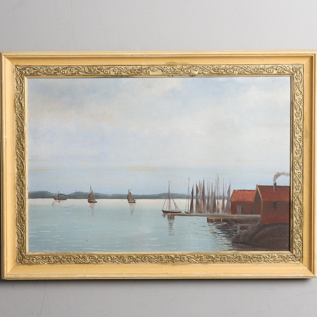 OIDENTIFIERAD KONSTNÄR. Oil on panel, "Harbour motif", indistinctly signed, dated 1919.