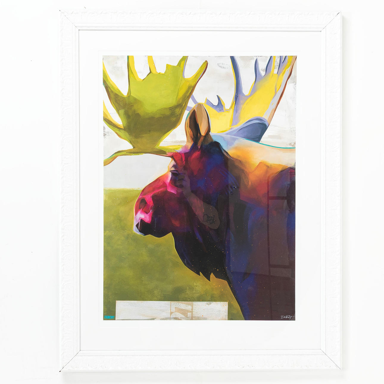 UNIDENTIFIED ARTIST. Colour lithograph, moose, signed & numbered 2/50.