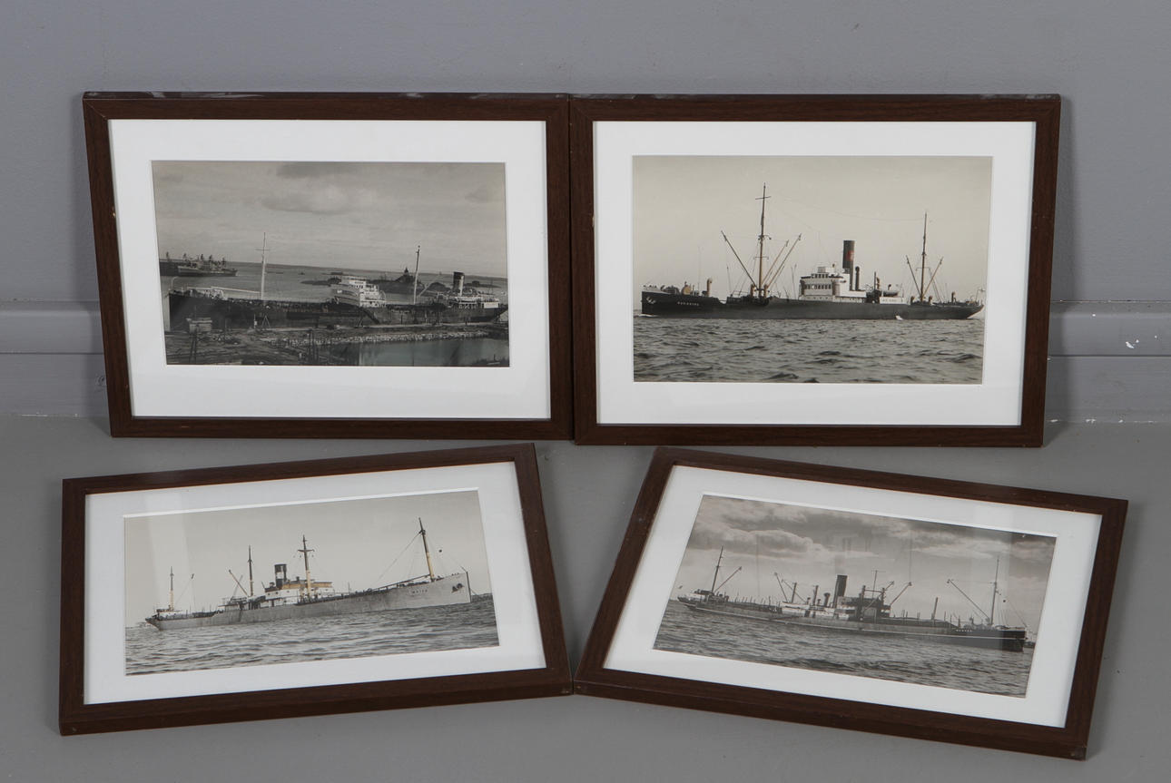 FOTOGRAFIER, 4 st, lastfartygen Waija, Sarpen, Marieborg och Neste.