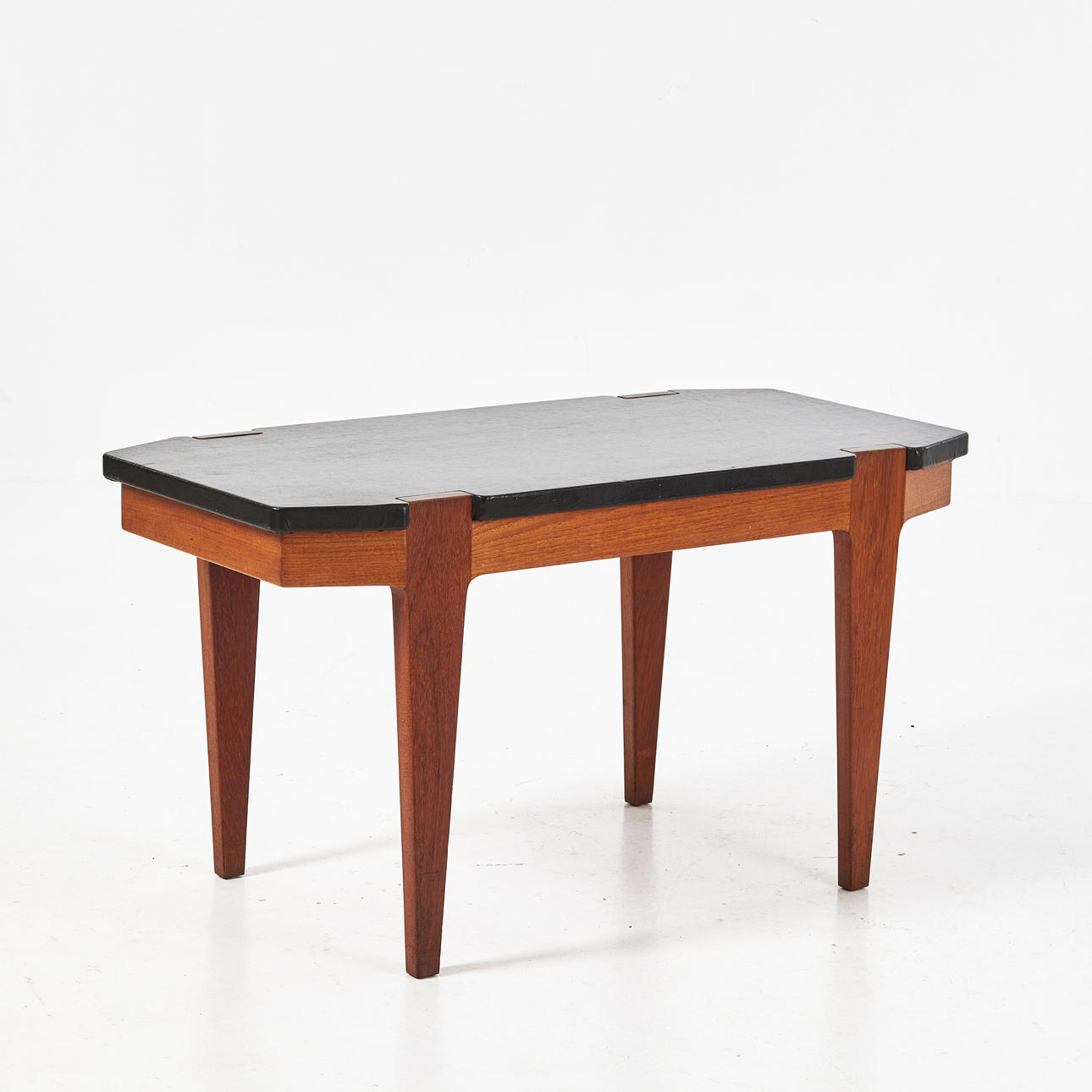 COFFEE TABLE, mid-20th century, legs of solid teak, top covered in ...