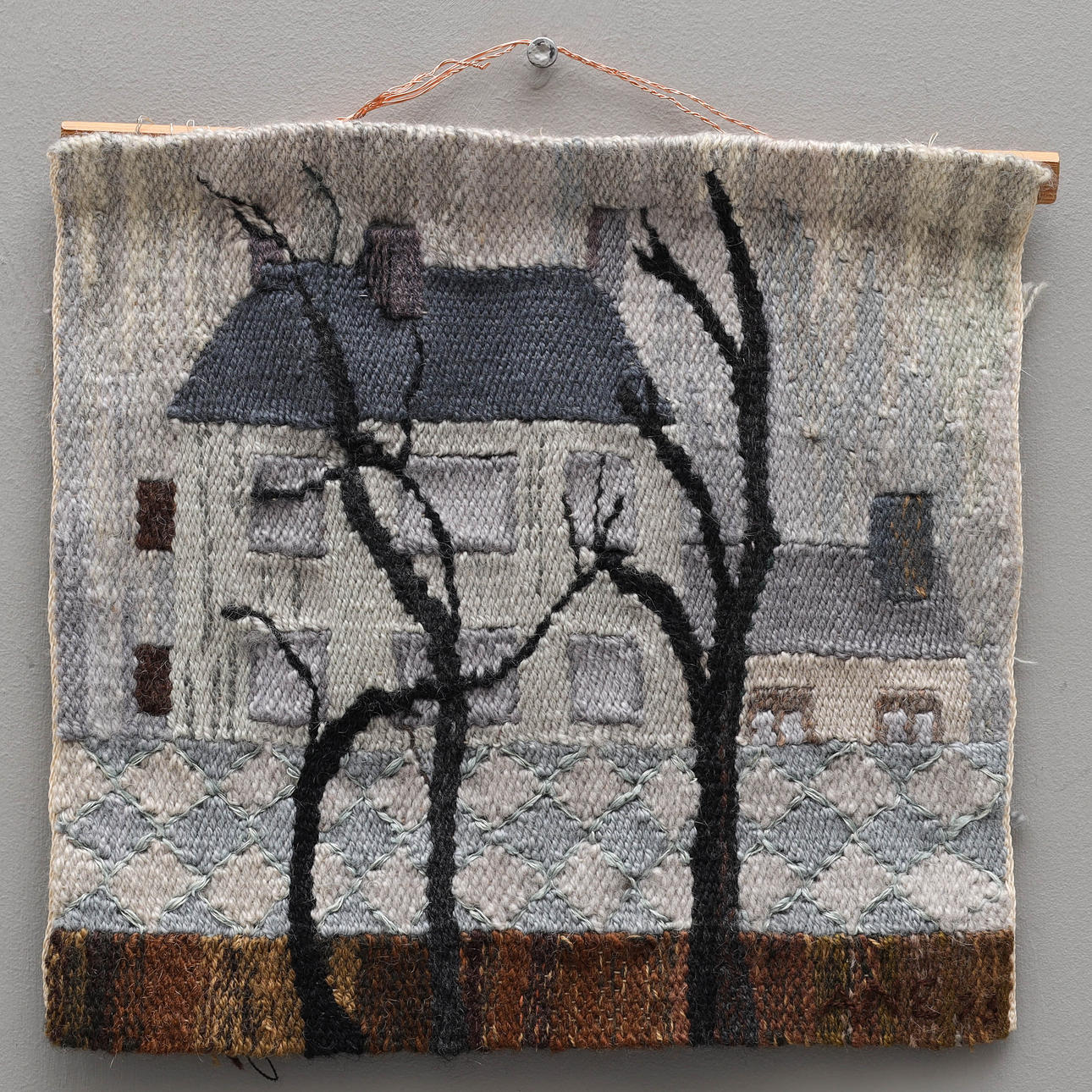 WALL DECORATION, textile, signed ANE, 1971.