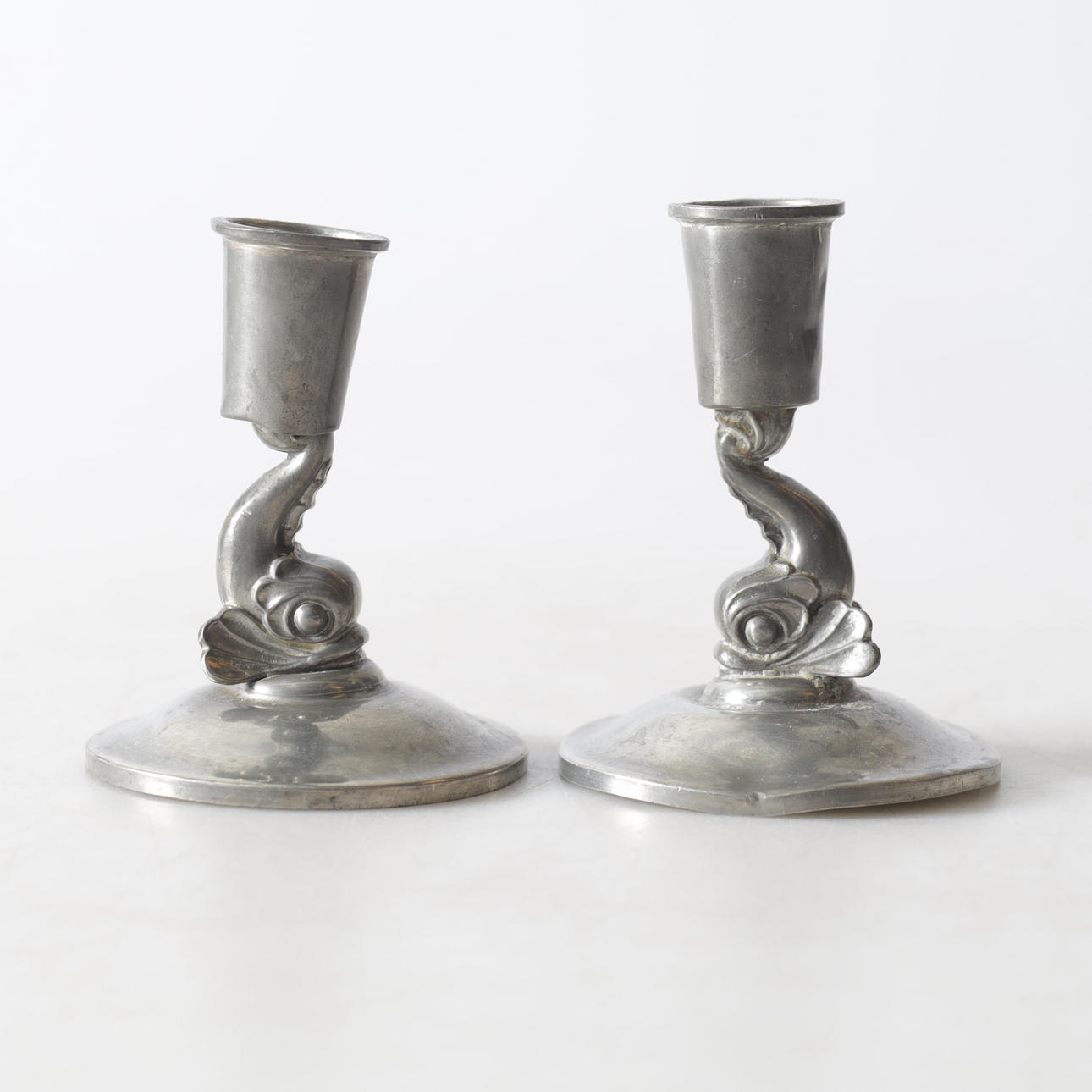 CANDLESTICKS, 1 pair, pewter, Art Deco, HAGS, 1930s.