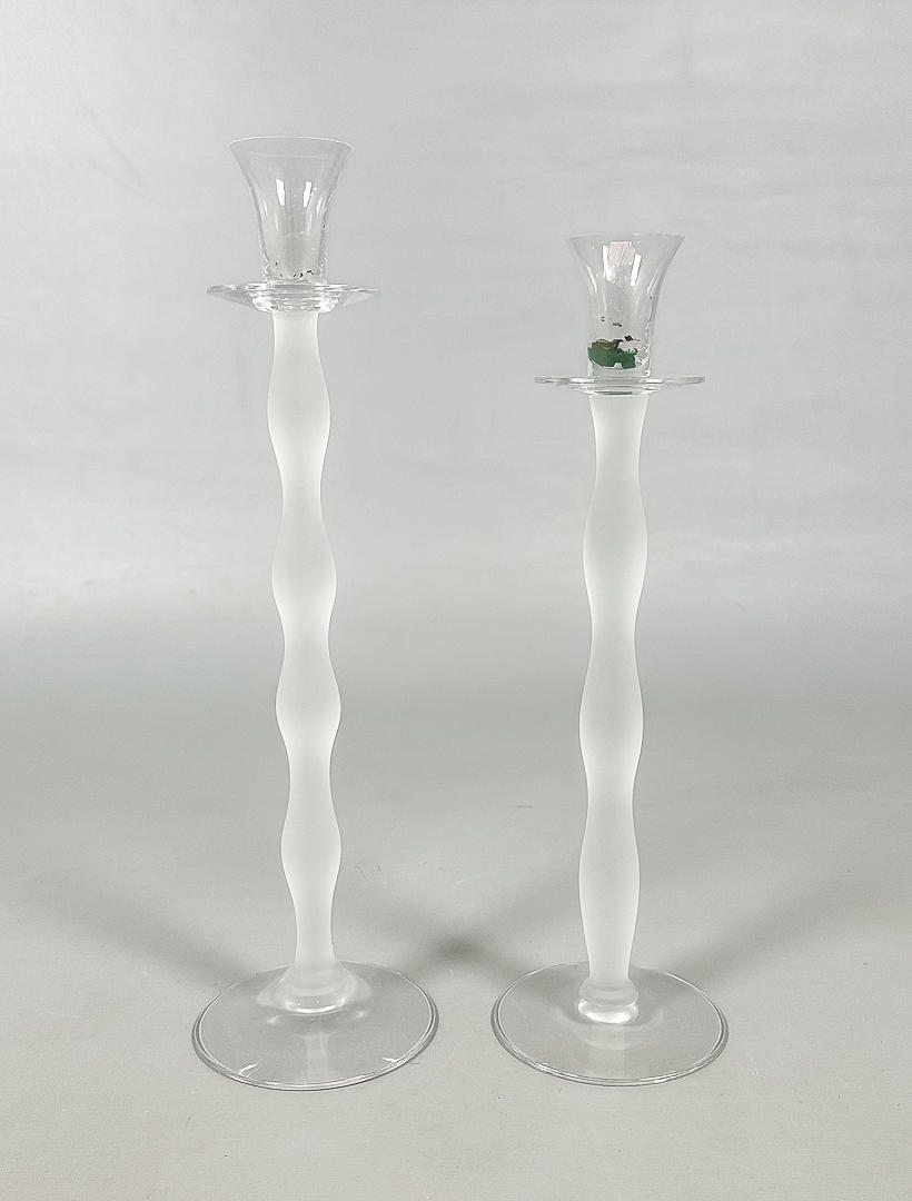 ANNE NILSSON. CANDLESTICKS, 2 pcs, glass, "Celeste", Orrefors.