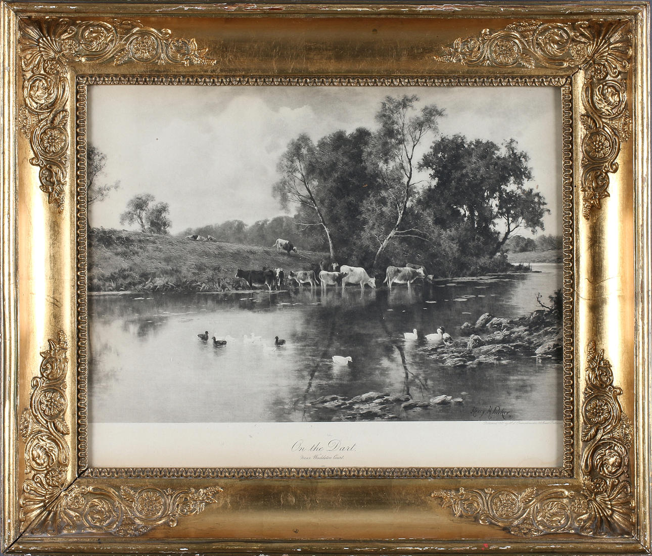 RAM, med tryck "Henry H. Parker" munblåst glas. 1800-talets mitt.