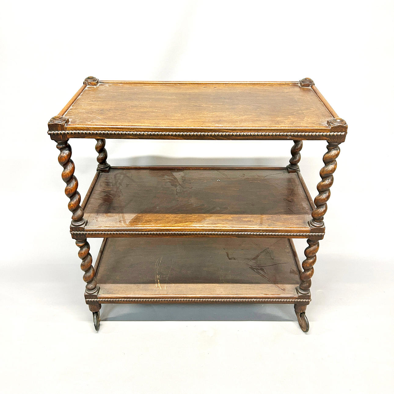 OAK TEA TROLLEY.
