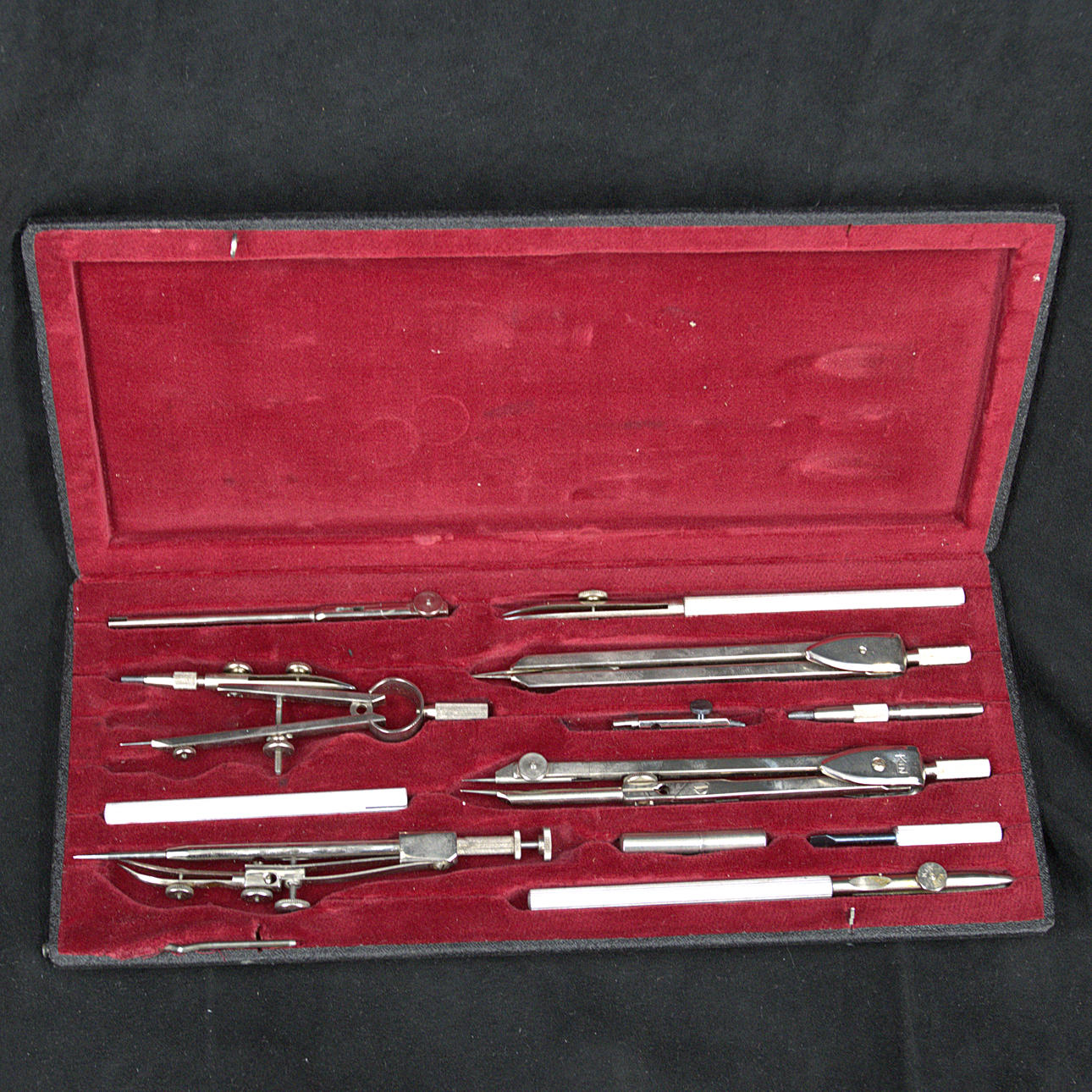 DRAWING INSTRUMENTS in case, KIN, 628, Czechoslovakia.