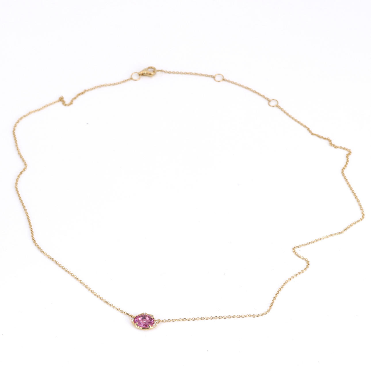 18CT SAPPHIRE & DIAMOND NECKLACE.