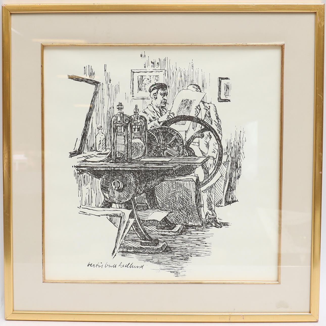 BERTIL BULL HEDLUND. Print after, workshop interior.