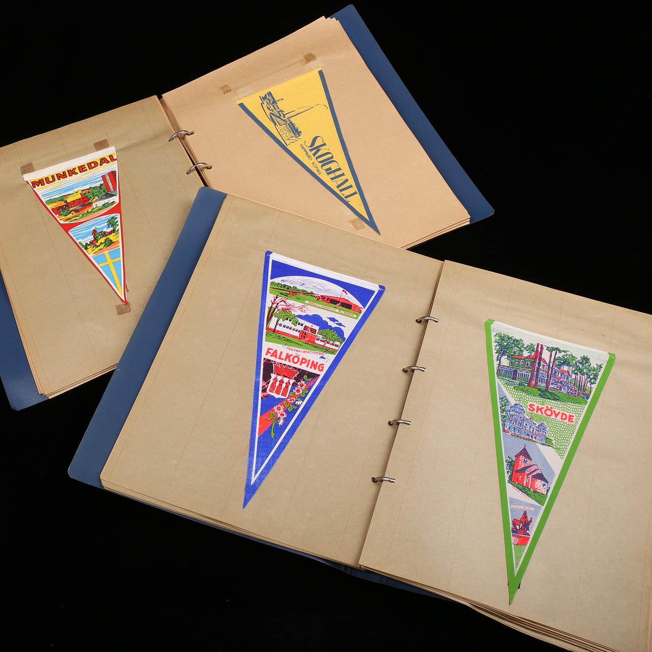 TOURIST PENNANTS, approx. 210 pcs, 1950s.