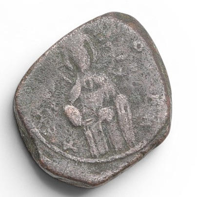 Roman bronze follis, ca. 1010-1041.
