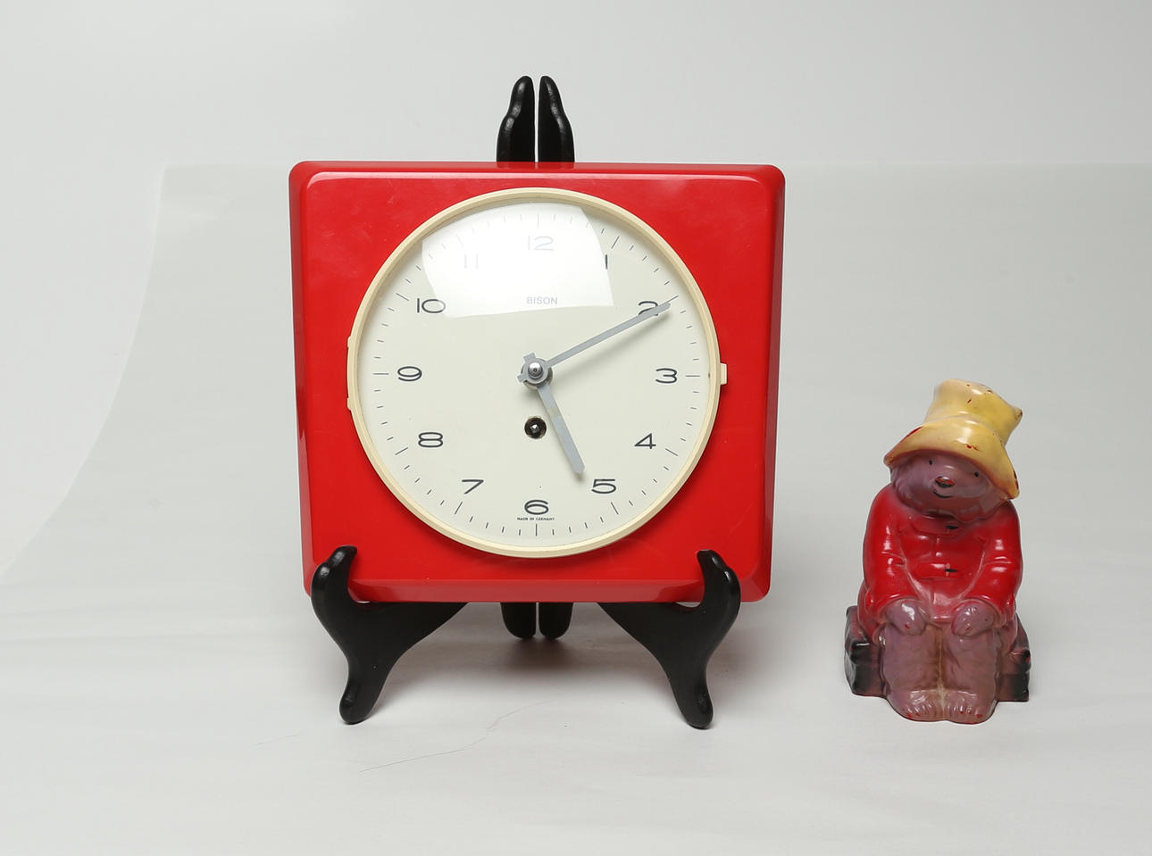 WALL CLOCK and MONEY BOX, Paddington, plastic.