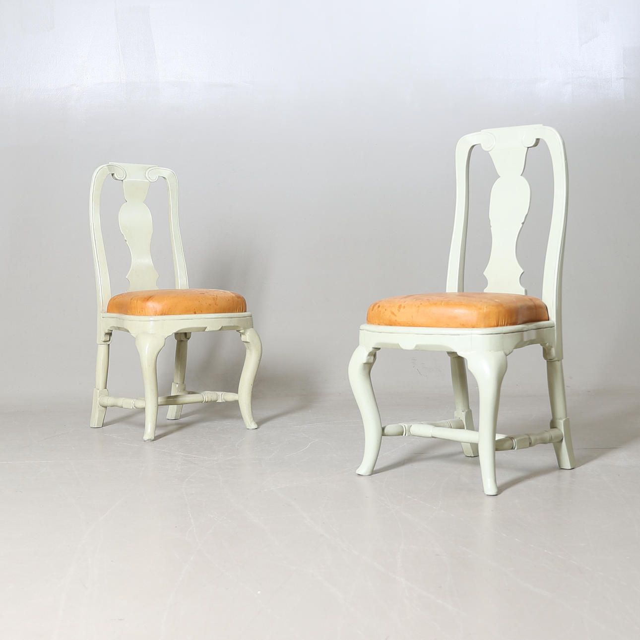 CHAIRS, 1 pair, painted wood, rococo, 19th century.