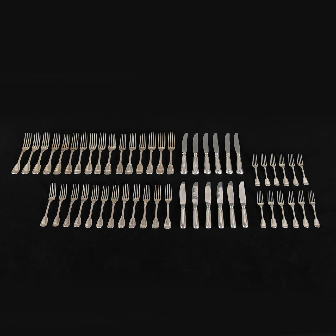 PARTI BESTICK, 52 delar, nysilver, olika modeller.