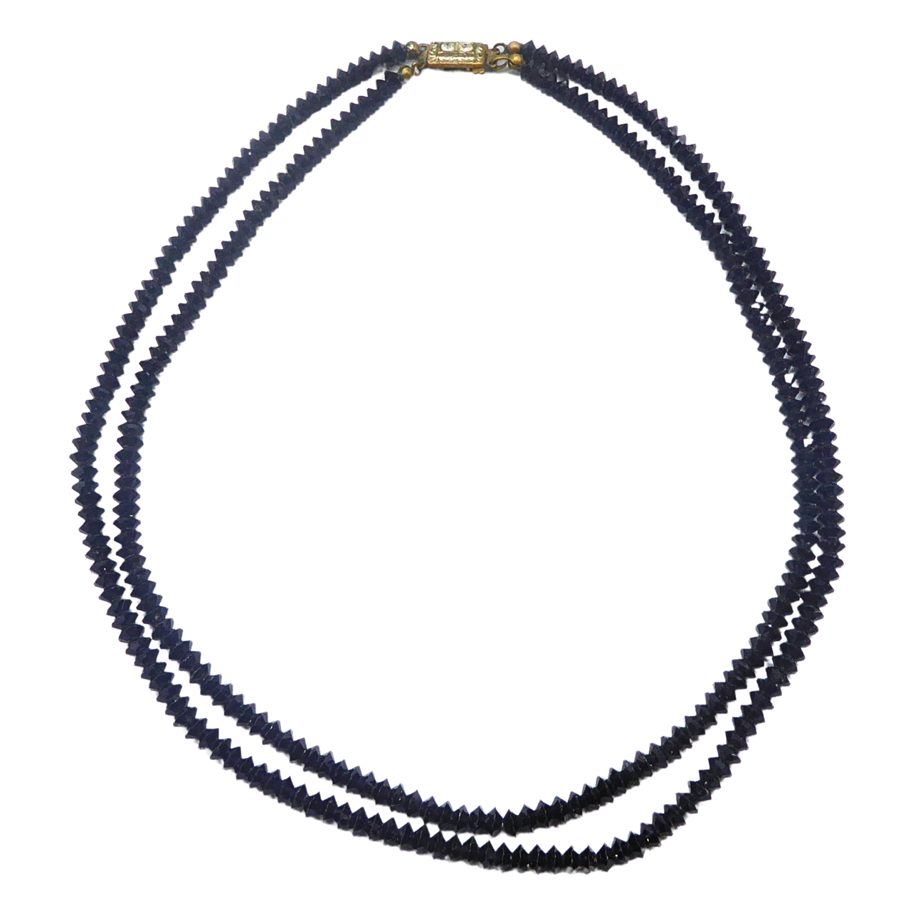 TVÅRADIG HALSBAND AV FACETTERADE GLASKRISTALLPÄRLOR MED ORNAMENTERAT LÅS