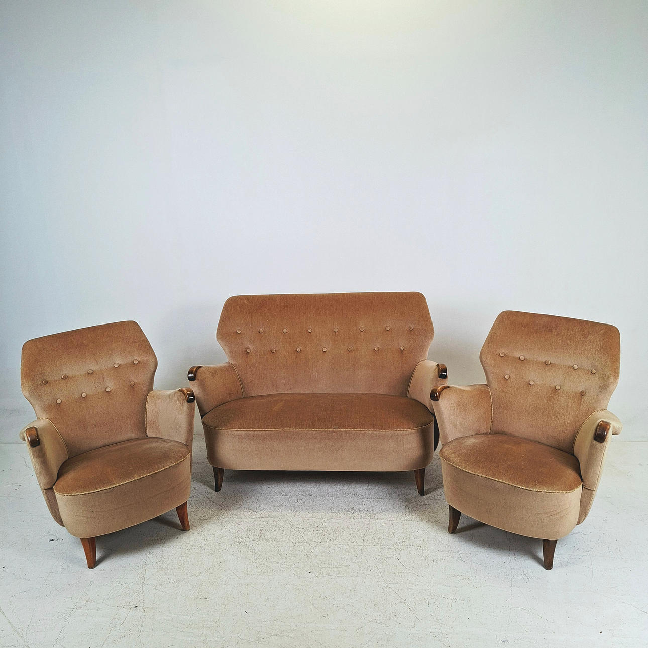 SOFA GROUP, 3 pieces, 1950s.