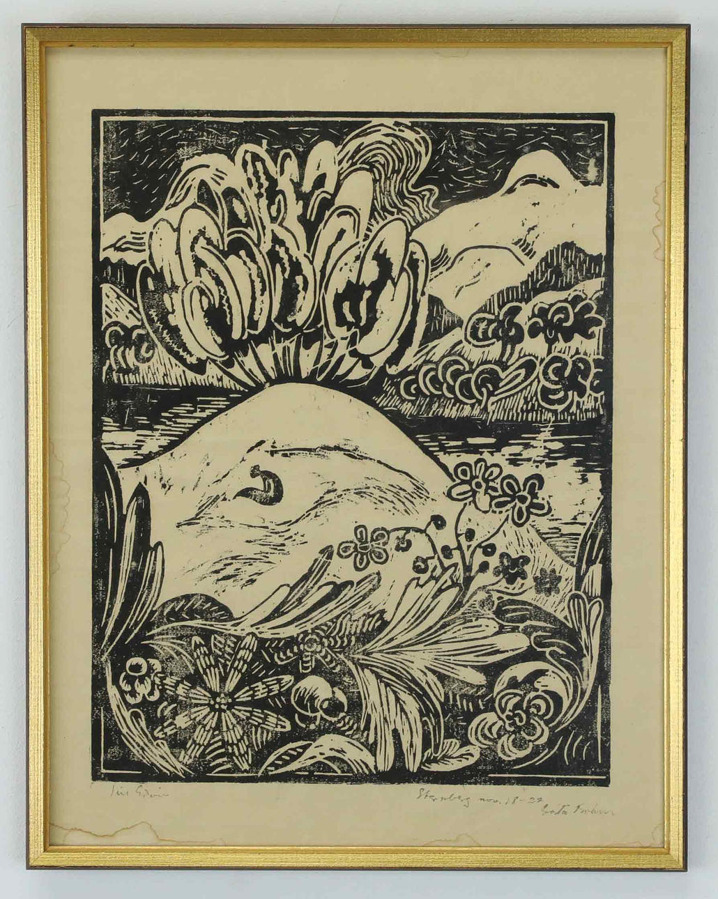GÖSTA BOHM. Linocut, "Stenberg" signed, dated Nov. 18 1922.
