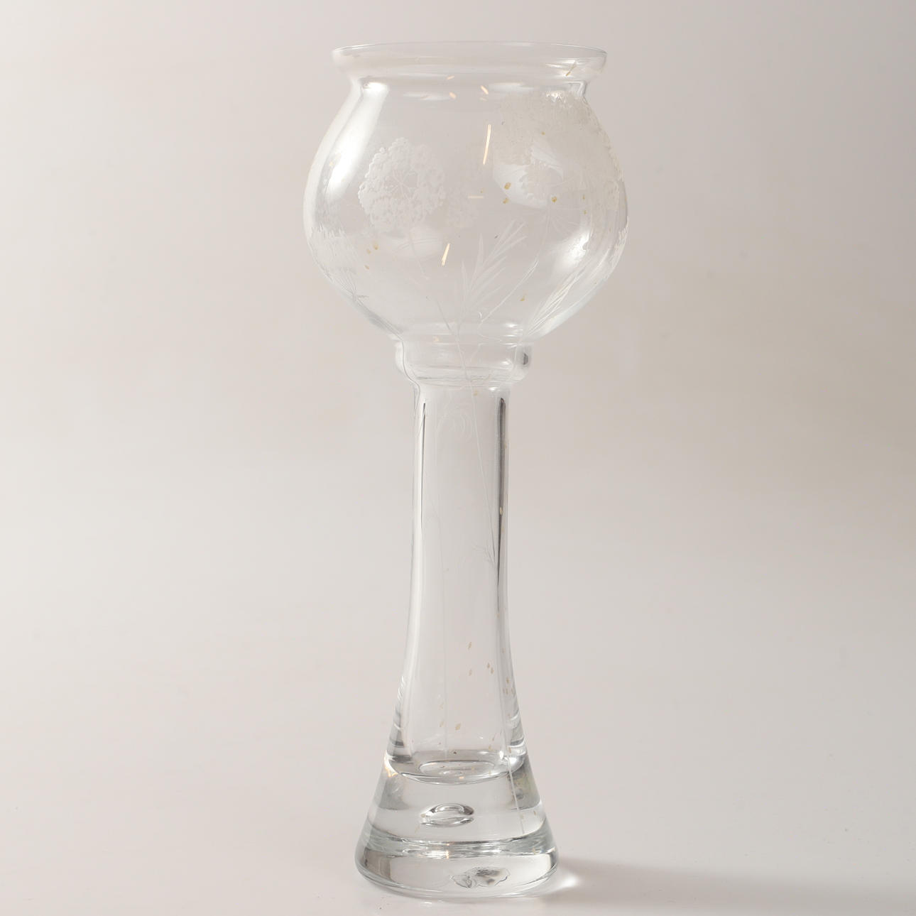VAS, glas med blomdekor, Bergdala glasbruk.