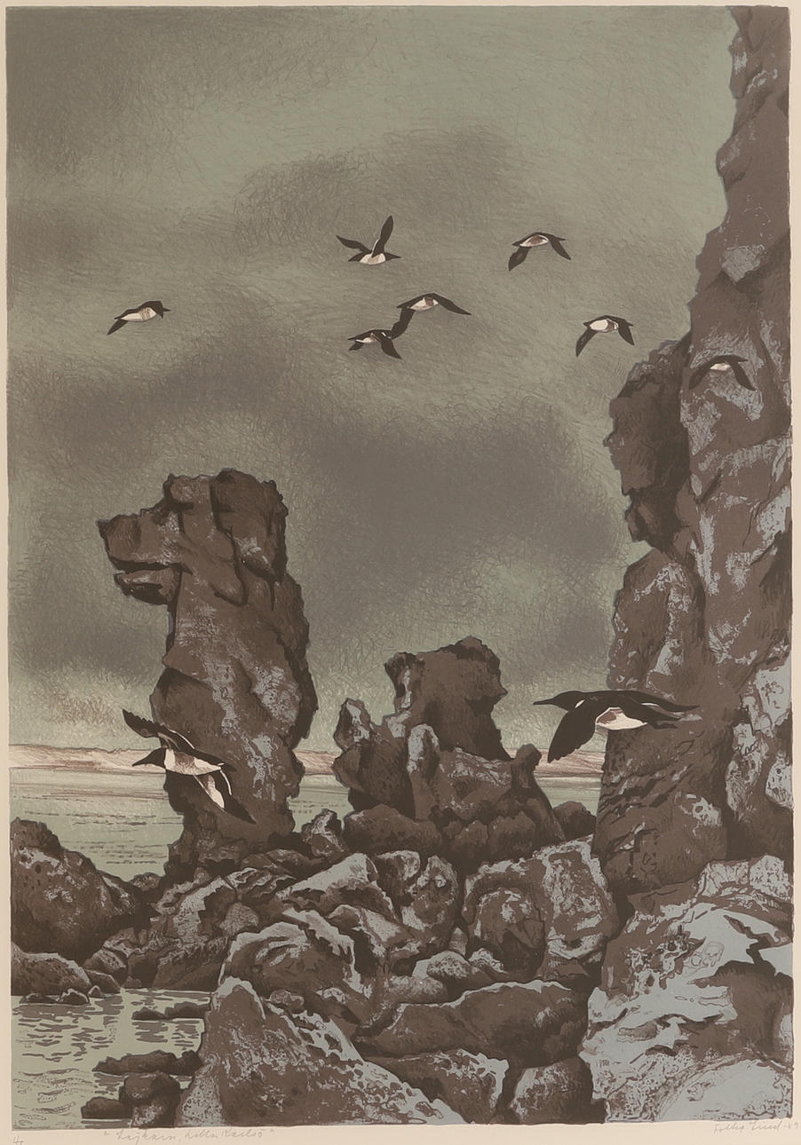FOLKE LIND. Colour lithograph, "Lilla Karlsö", signed, HC.
