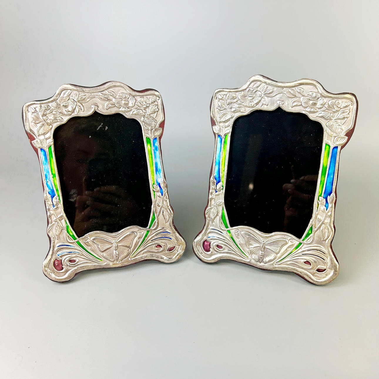 ART NOUVEAU STYLE SILVER FRAMES.