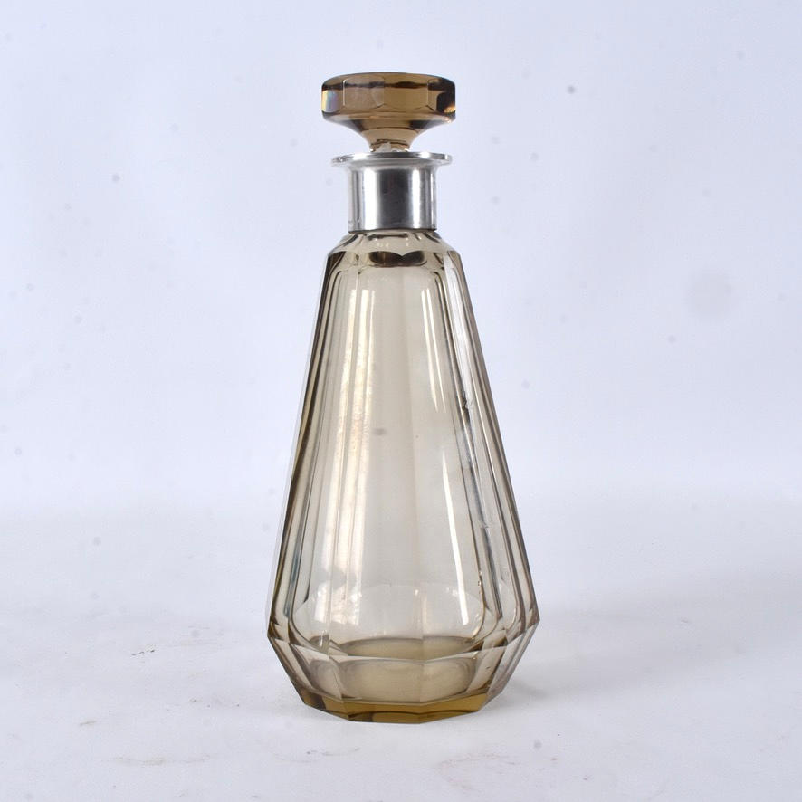 KARAFF, glas med silvermontage, 1900-tal.