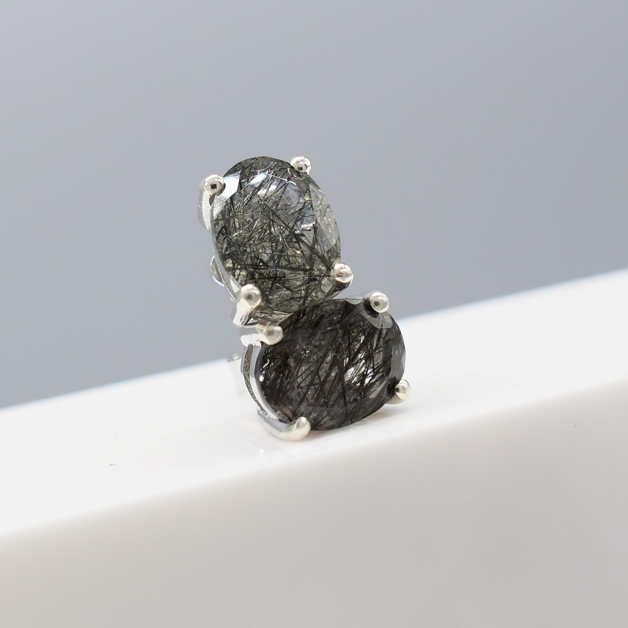 NATURAL RUTILE QUARTZ studs.