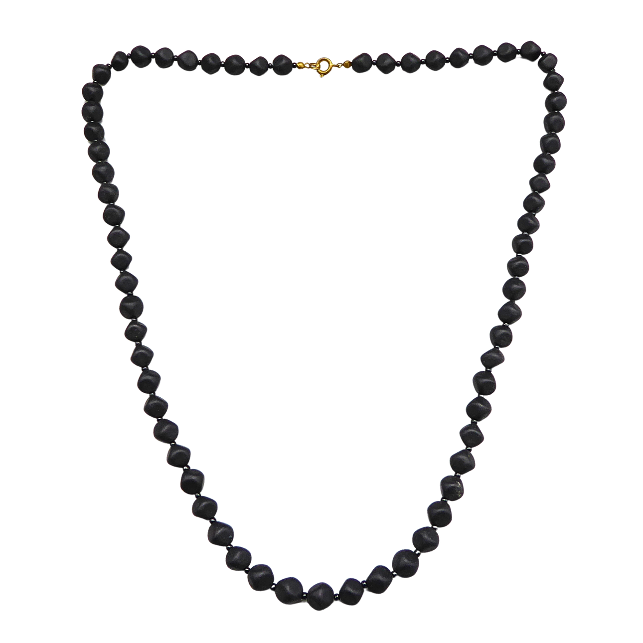 ENSTRÄNGAT HALSBAND MED MATTSVARTA GLASPÄRLOR