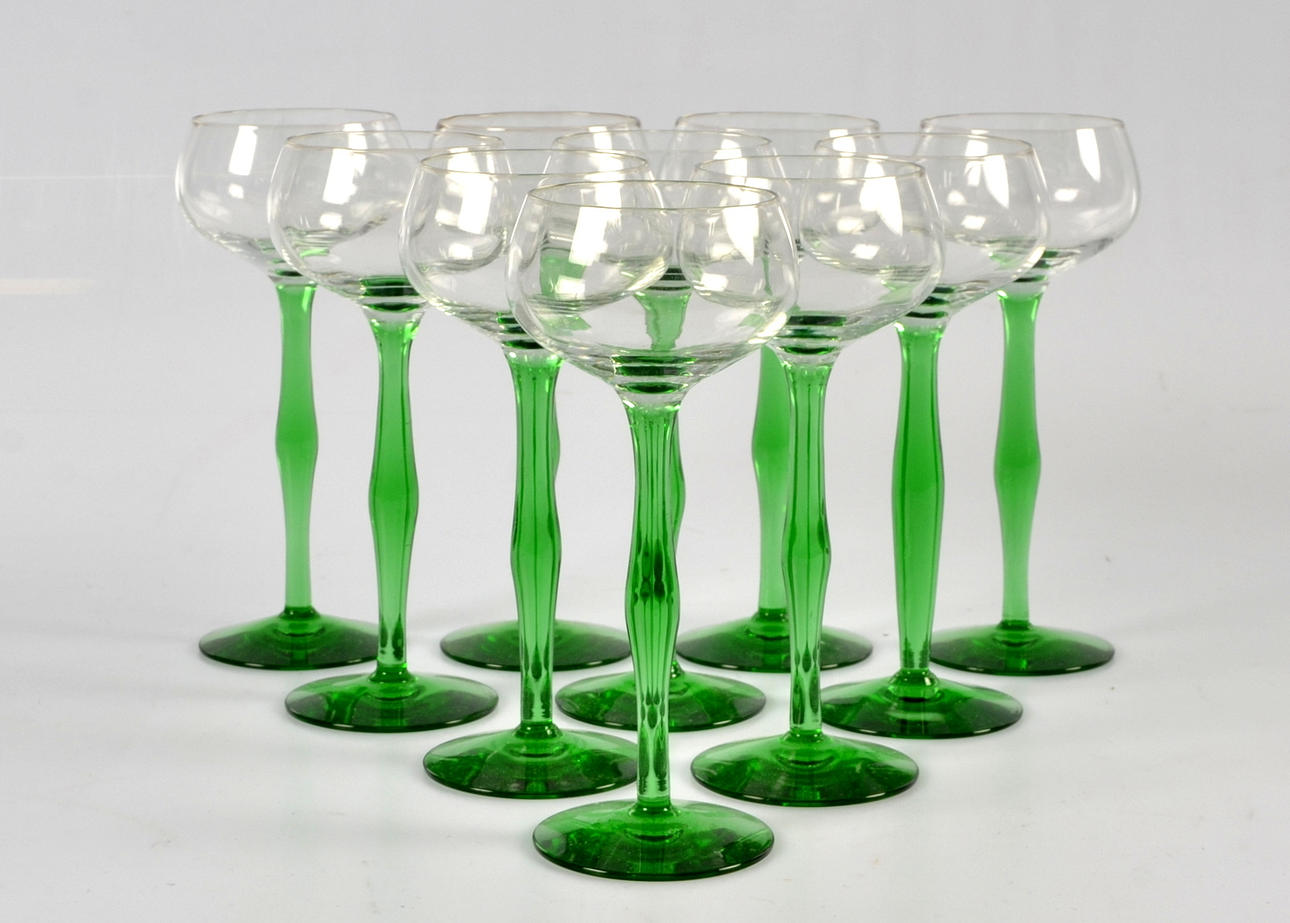GLAS, 10 st, grön fot, 1940/50-tal.