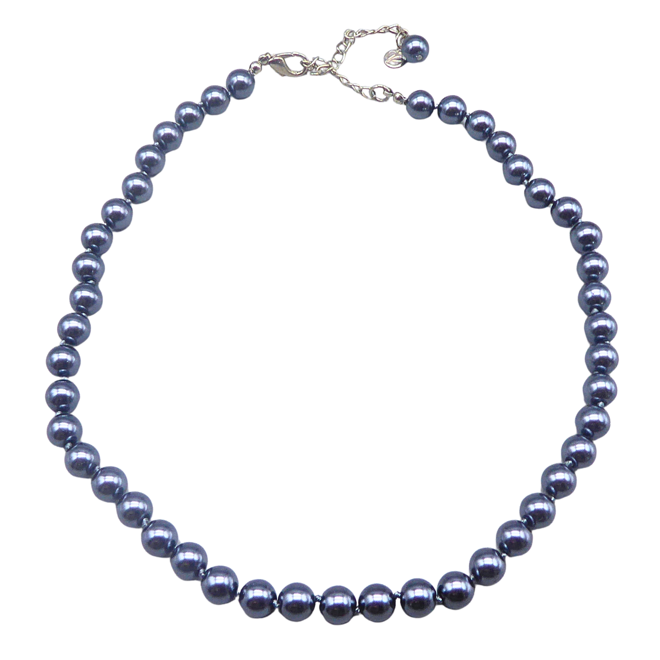 HEMATITE BEAD NECKLACE WITH LOBSTER CLASP.