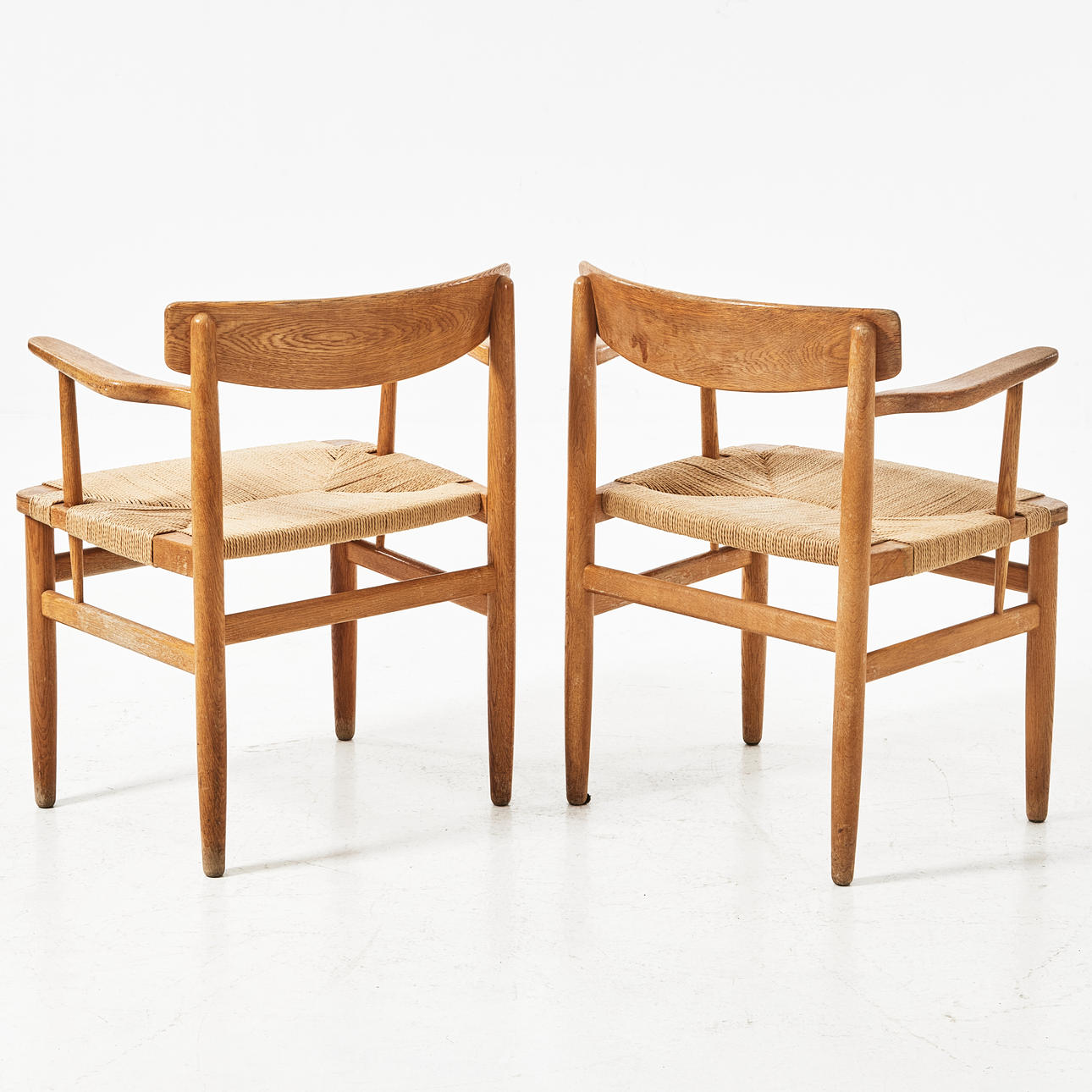 BØRGE MOGENSEN. ARMCHAIRS, 1 pair, Öresund, oak, with woven seat