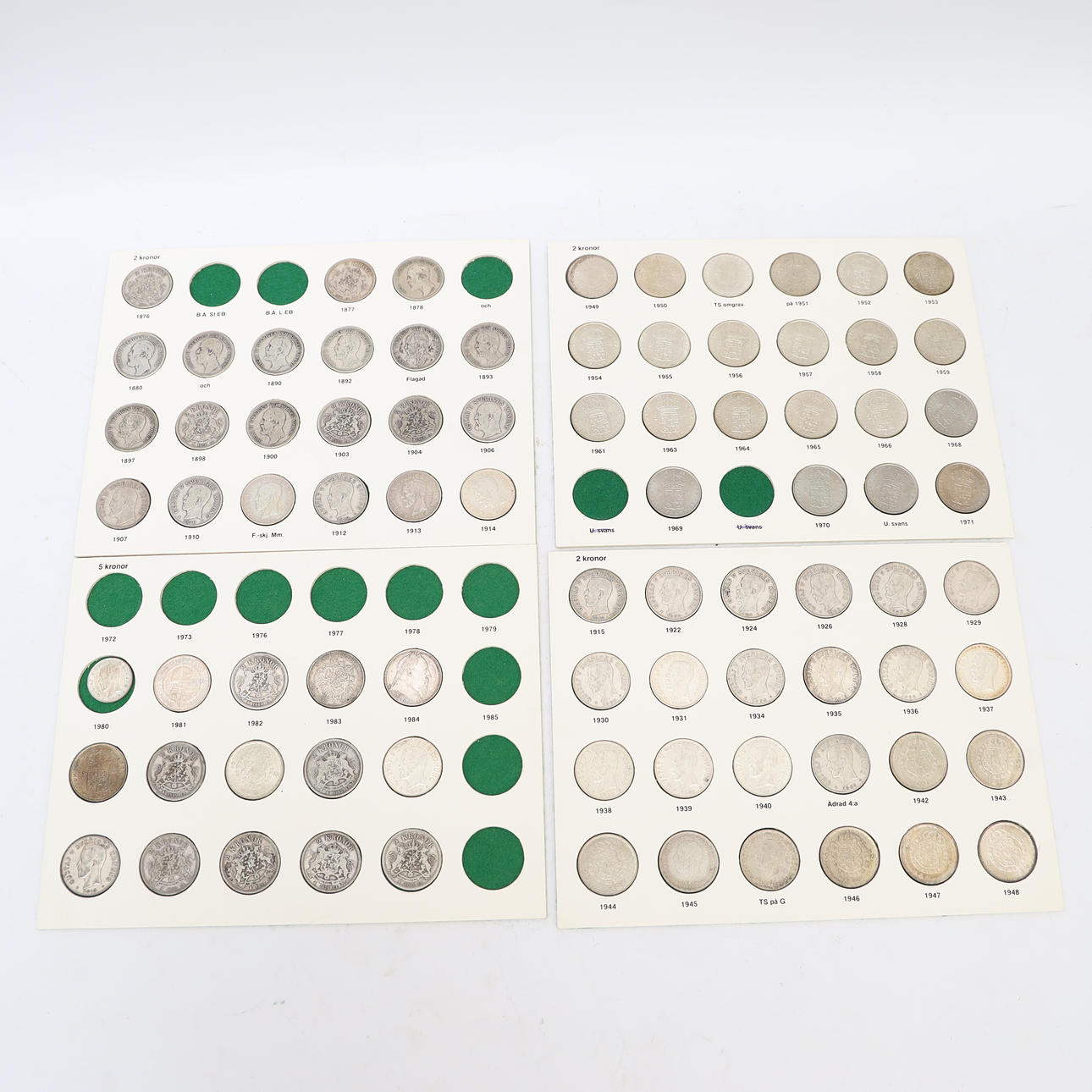 COIN COLLECTION, 2kr, mostly silver, including 1878 and 1880.