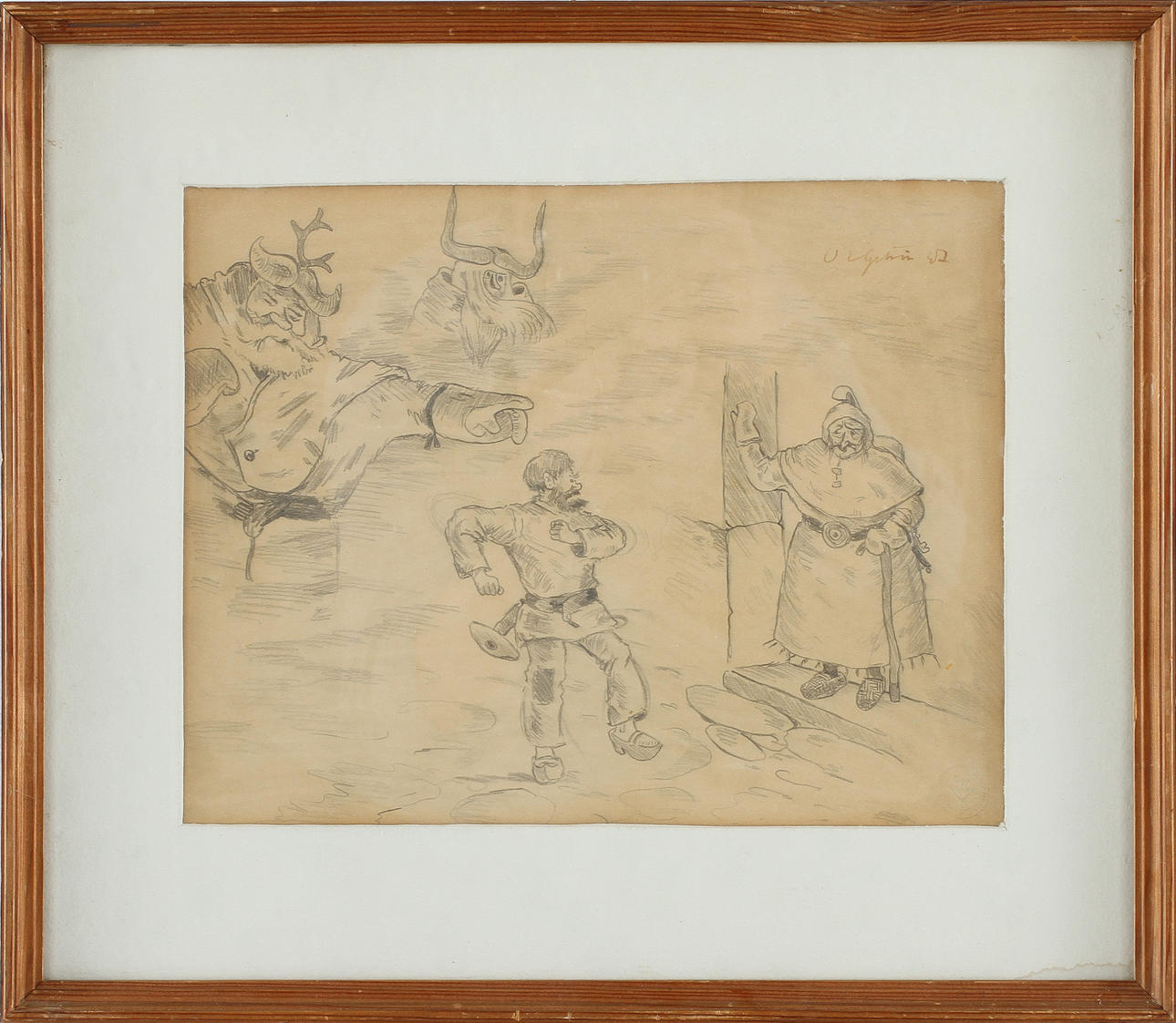 OSSIAN ELGSTRÖM. Teckning, signerad och daterad 42.