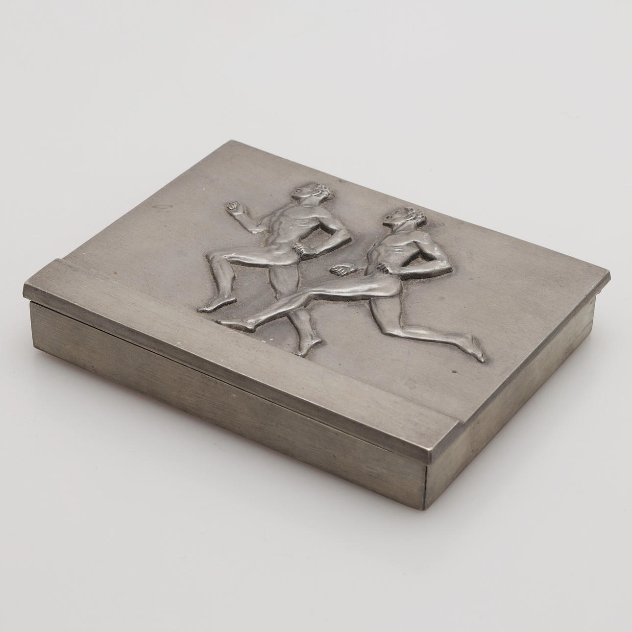 CIGARETTE CASE, athletics, pewter, GAB, 1939.