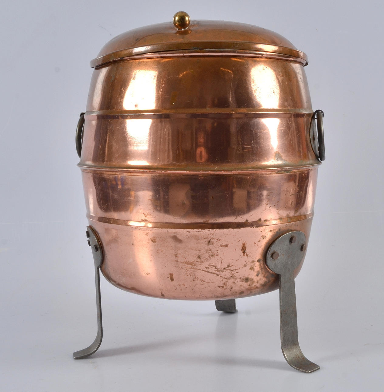 VATTENTUNNA, koppar, med hänklar,1900-tal.