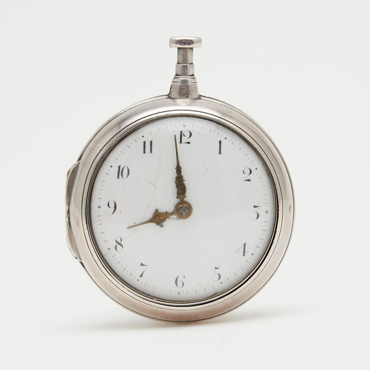 VERGE FUSEE POCKET WATCH, sterling silver.
