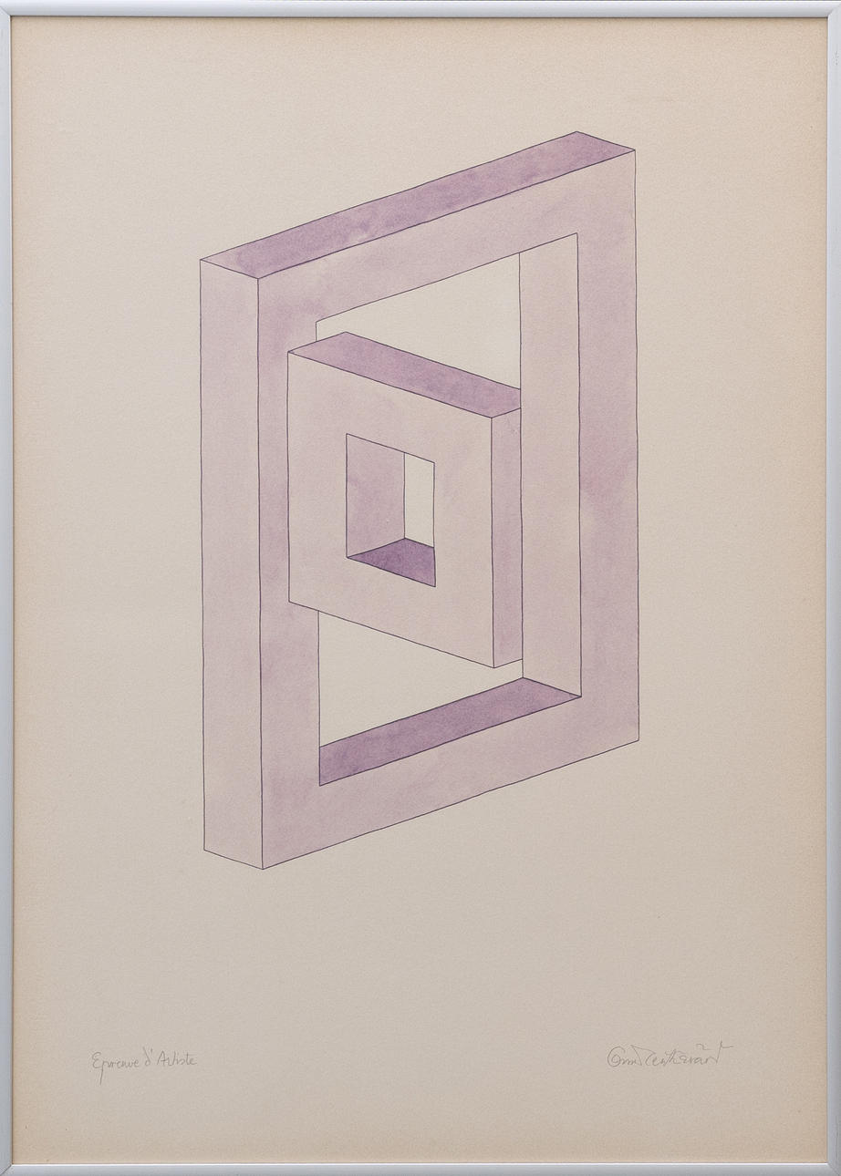 OSCAR REUTERSVÄRD. Impossible figure, lithograph no. EA, signed.