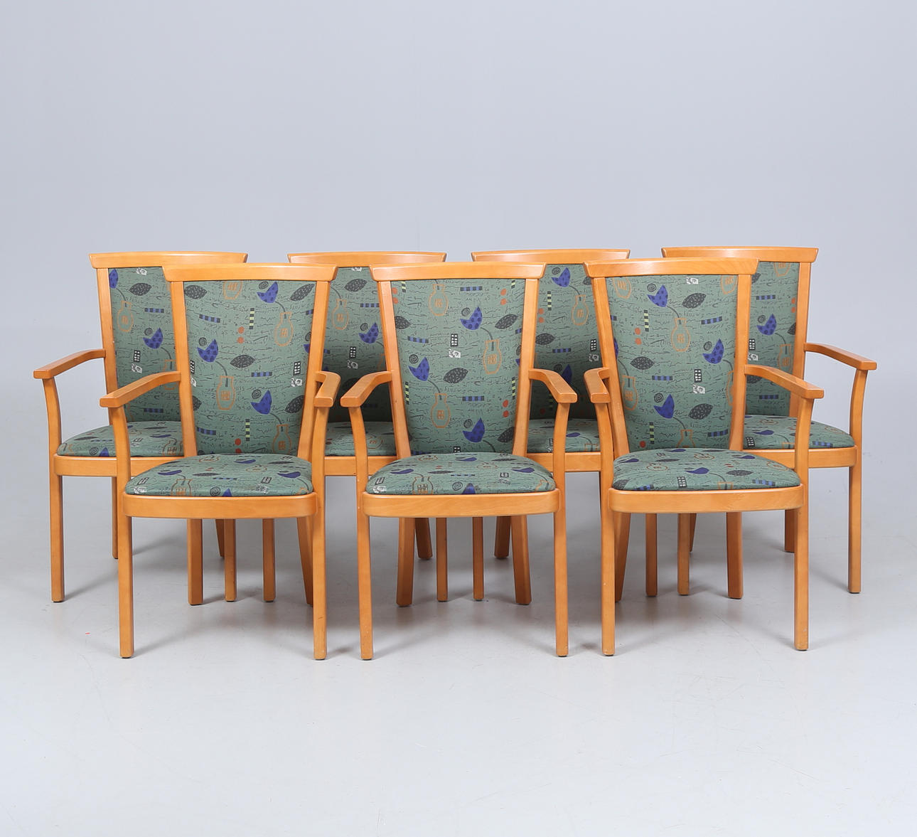 ARMCHAIRS, 7 pcs, late 20th century.