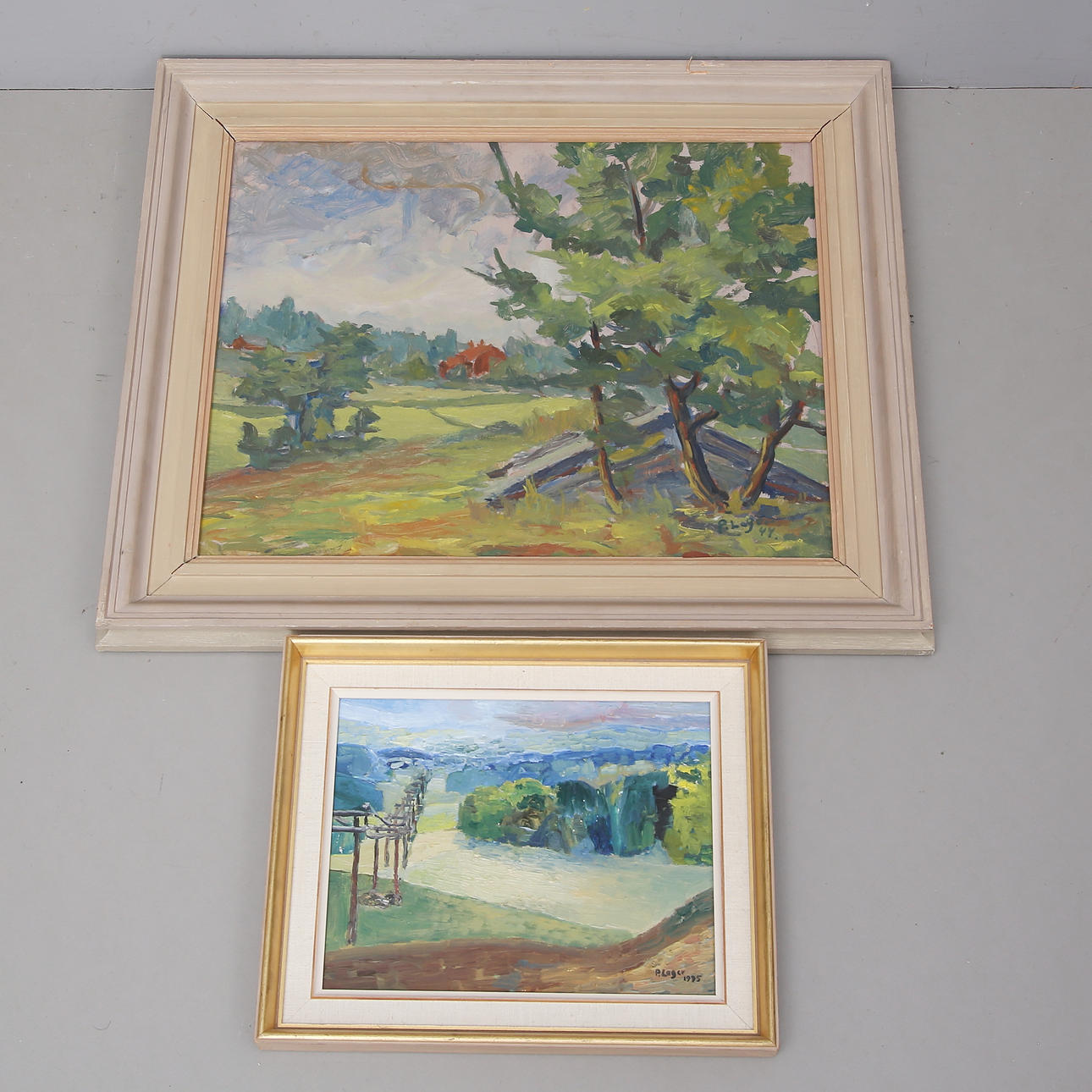 PAUL LAGER. Landscape, 2 pcs oil on panel, signed, dated.