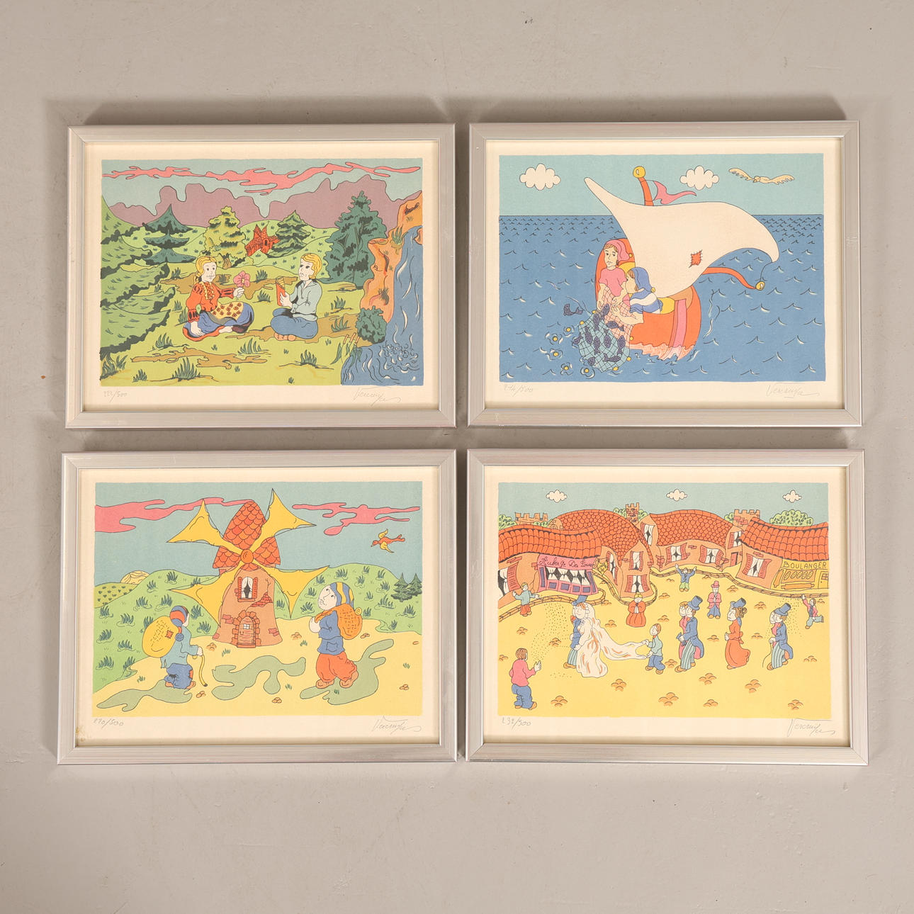 BERNARD VERCRUYCE. LITHOGRAPHS, 4 pcs, signed and numbered.