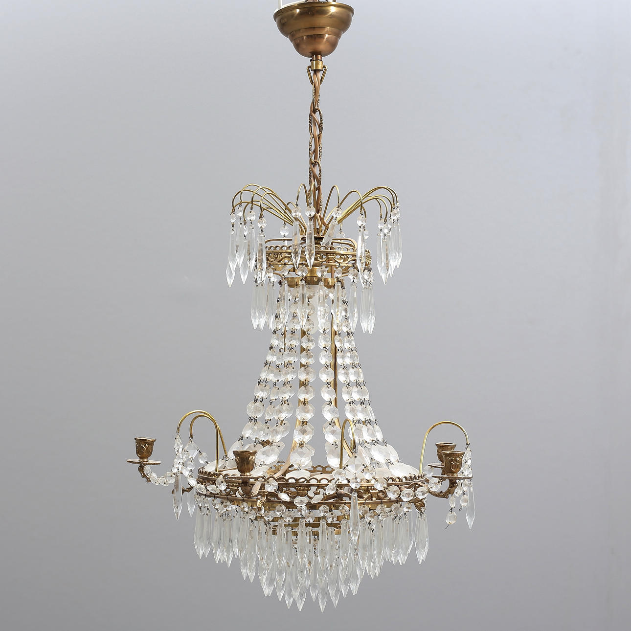 CHANDELIER, 5 light arms, 20th century.